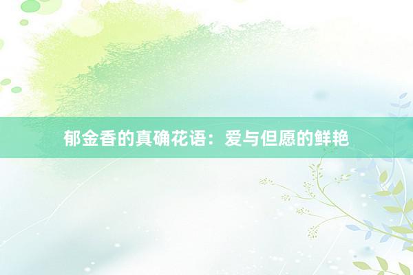 郁金香的真确花语：爱与但愿的鲜艳